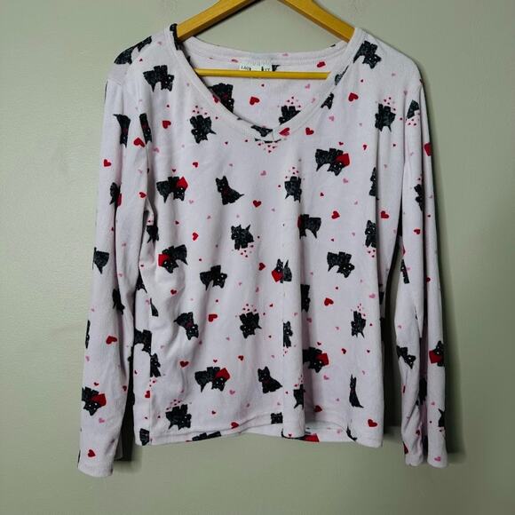 Laura Ashley M Scottie Dog Pajamas 2pc Pink Heart Valentine Fleece Long Sleeve - Picture 2 of 11